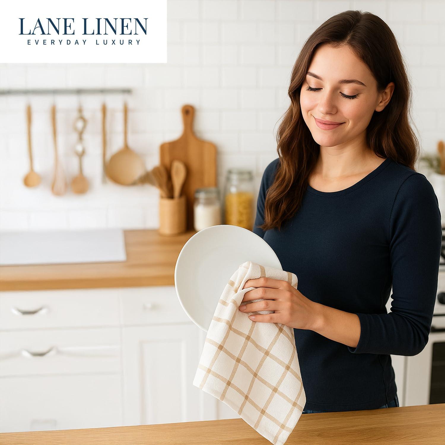 Kitchen Towels Set - Pack of 12 Cotton Dish Towels for Drying Dishes, 18”x 28”, Kitchen Hand Towels, Quick Drying Kitchen Towel Set - Olive