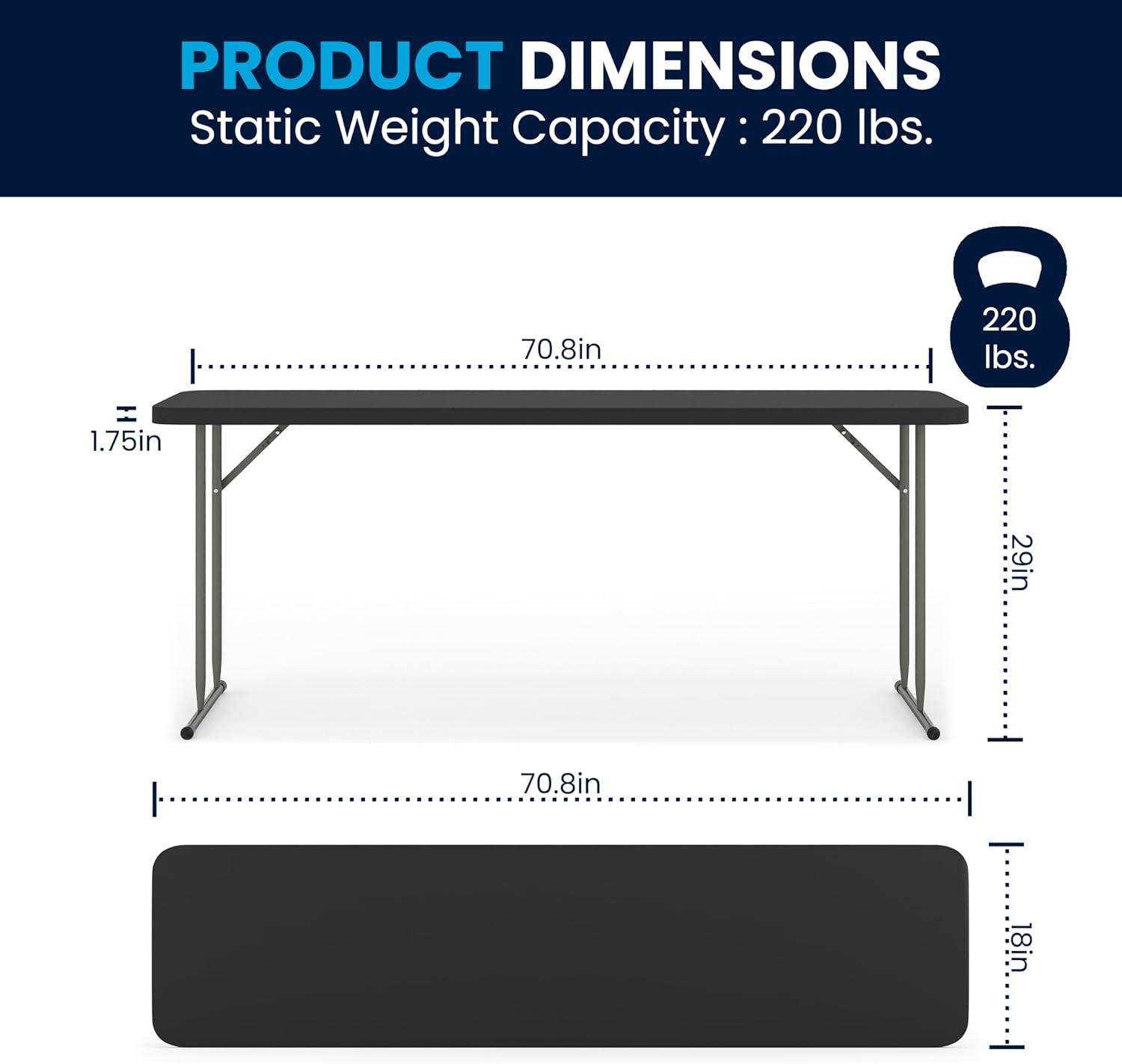 Emma and Oliver 70.8 Inch Plastic Folding Training Table