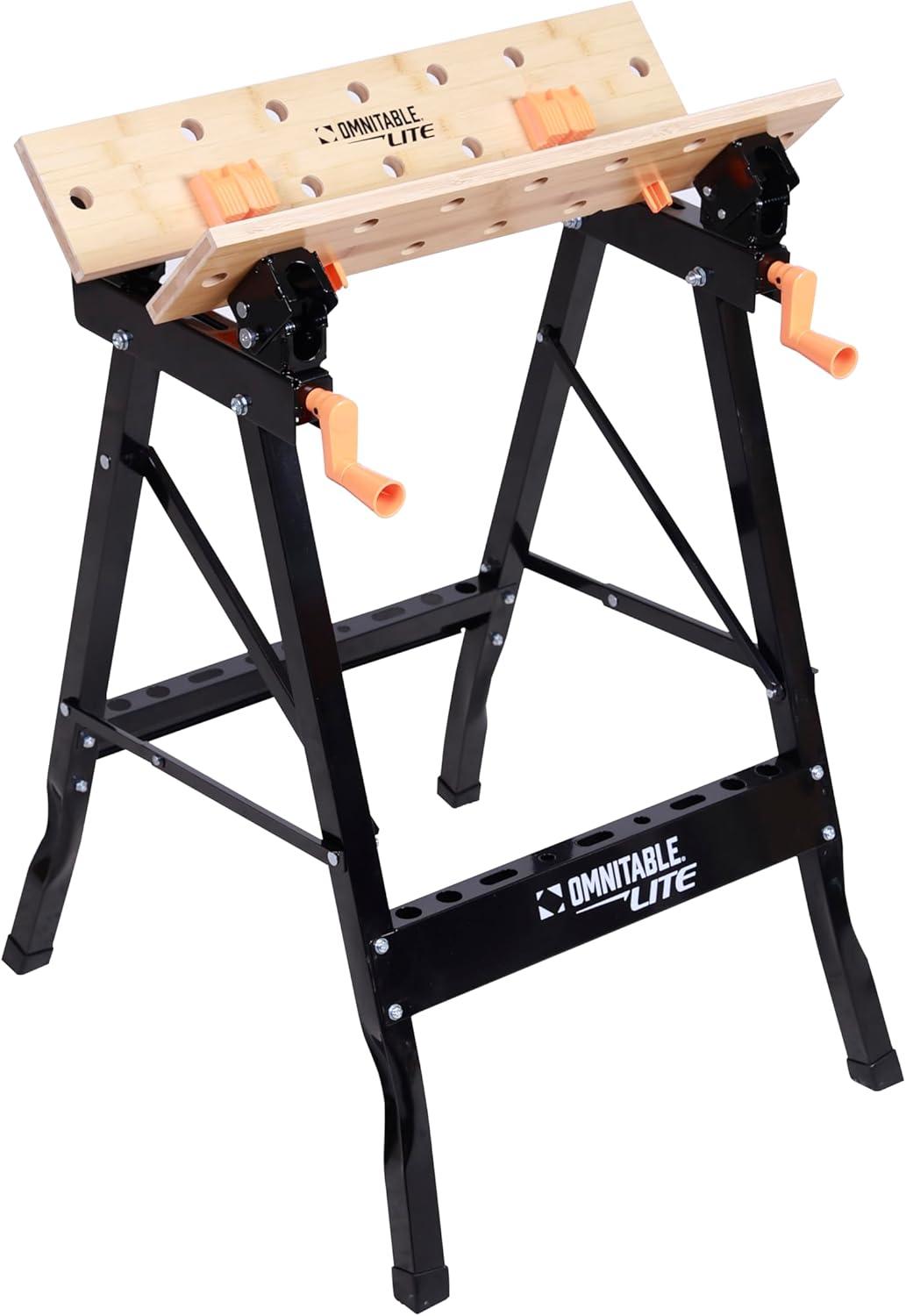 Disston OmniTable Lite Portable Workbench Worktable Fully Adjustable Tilting Table is Great for Clamping.