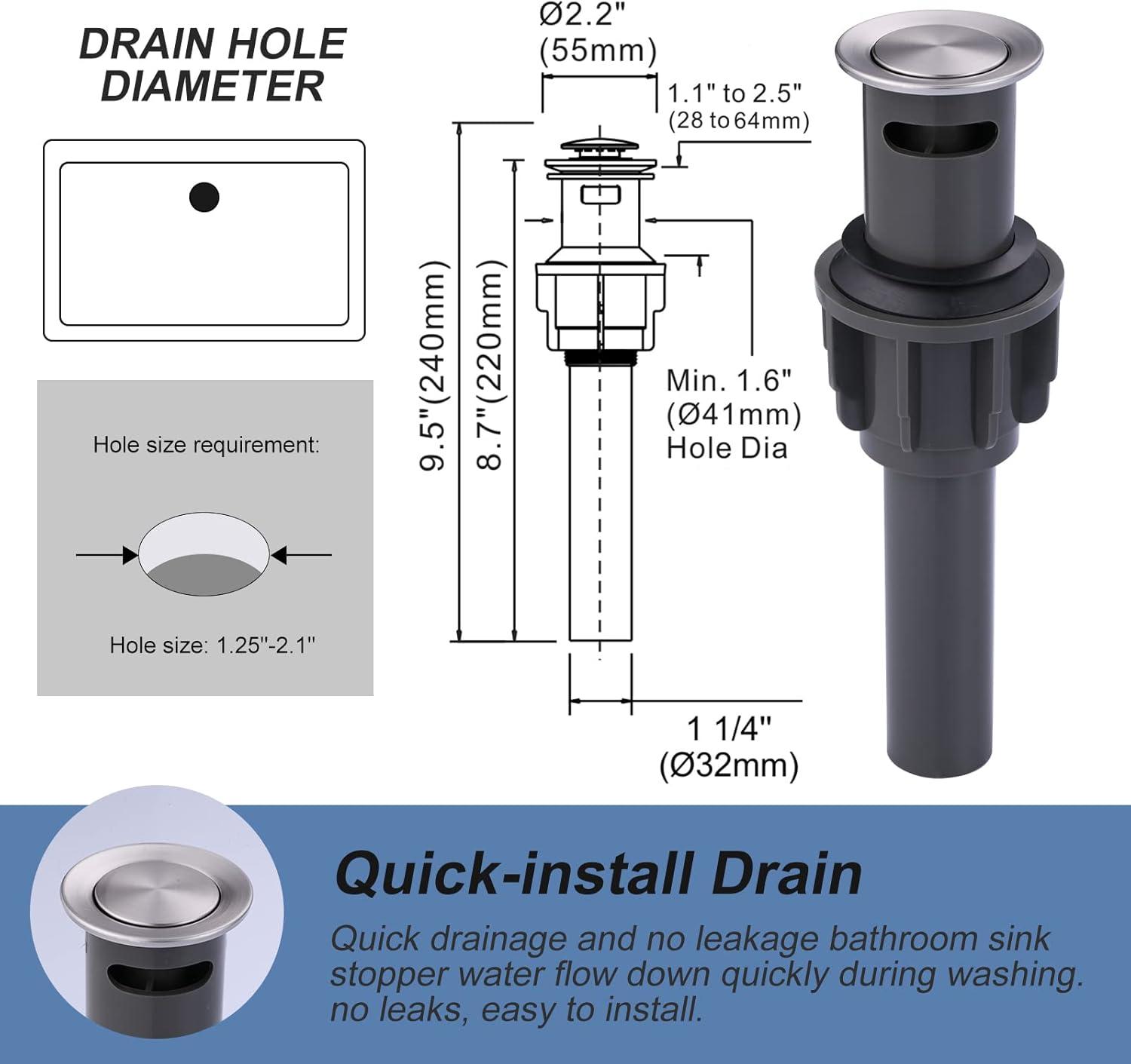 4 Inch Bathroom Faucets 2 or 3 Hole, 2 Handle Bathroom Sink Faucet, 360° Swivel Spout Lavatory Vanity Sink Faucet with Water Supply Lines & Pop Up Drain