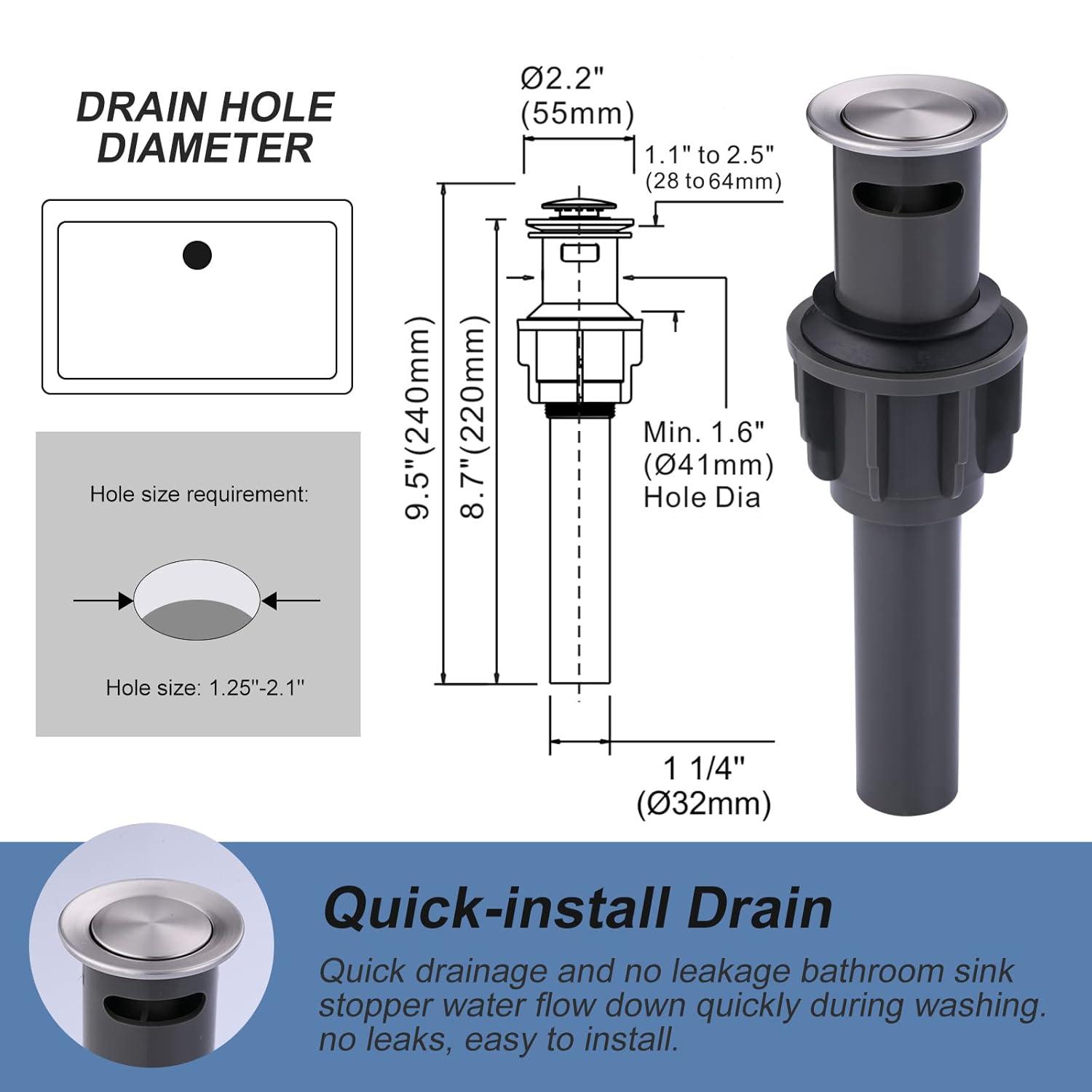 4 Inch Bathroom Faucets 2 or 3 Hole, 2 Handle Bathroom Sink Faucet, 360° Swivel Spout Lavatory Vanity Sink Faucet with Water Supply Lines & Pop Up Drain