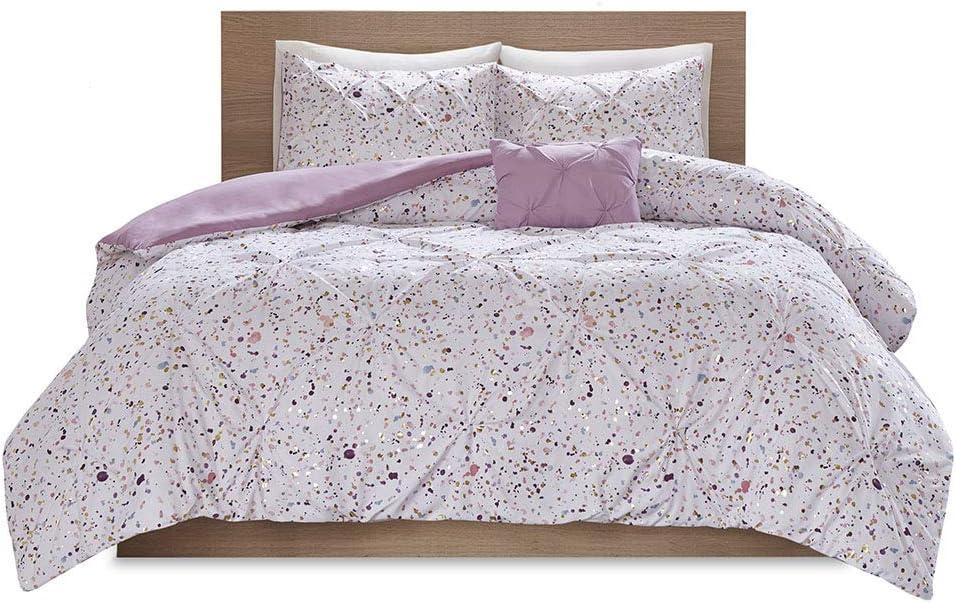 Twin/Twin XL Plum Pintuck and Metallic Print Sham Set