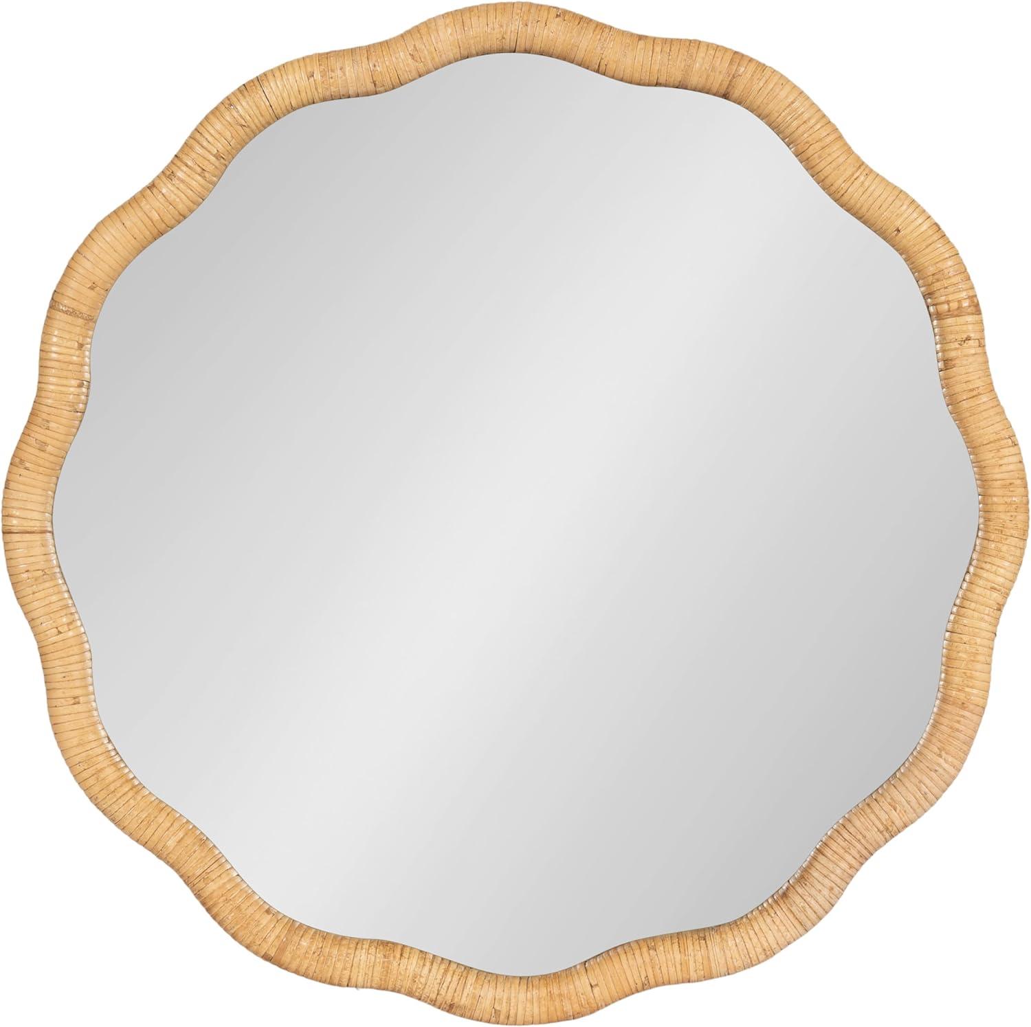 Kate & Laurel All Things Decor 26"x26" Rahfy Scallop Framed Wall Mirror Natural: Bohemian Style, No Assembly Required