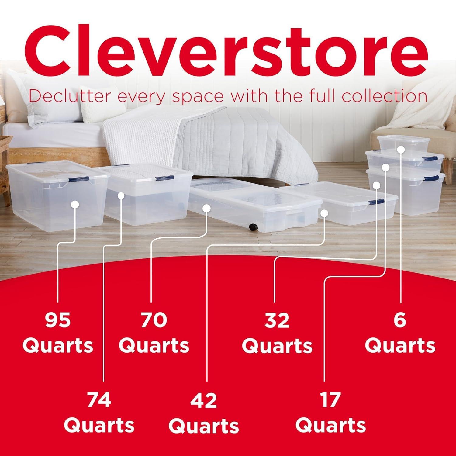Rubbermaid Rubbermaid Cleverstore Clear 95 Qt Plastic Storage Bins with Lids, 4-Pack