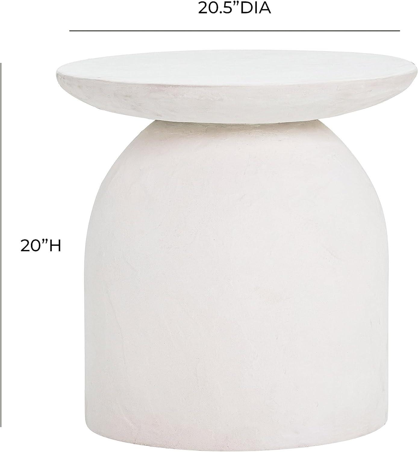 Aloe 20'' White Round Concrete Side Table