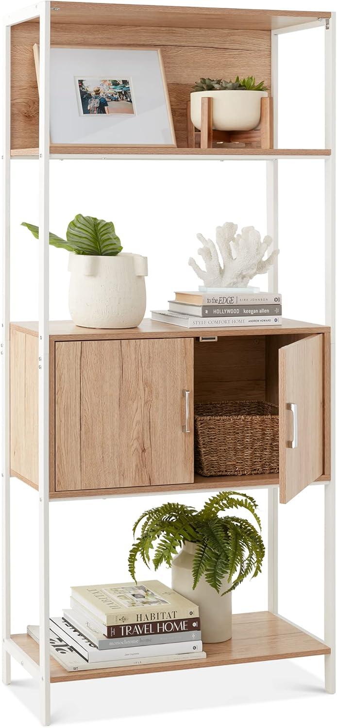 Best Choice Products Storage Bookshelf for Living Room, Walkway w/ Enclosed Cabinet, Elevated Design