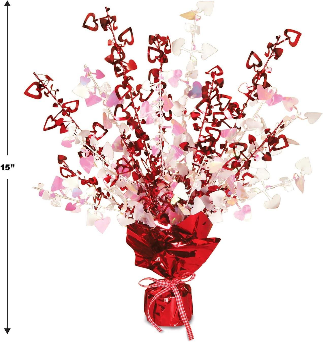 Beistle Heart Gleam 'N Burst Centerpieces 2 Piece, 15", Red/Opalescent