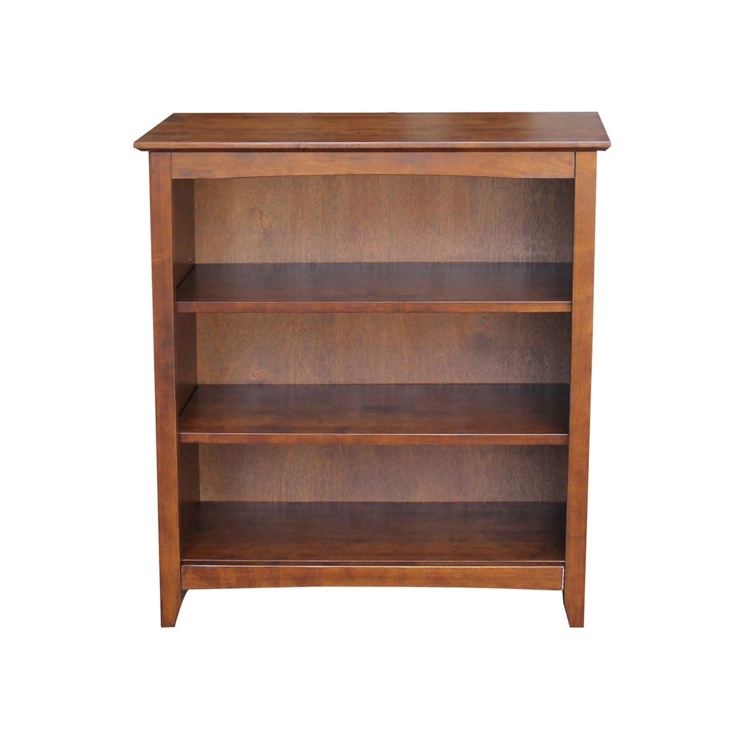 72" Shaker Bookshelf Espresso - International Concepts: Solid Parawood, 6 Fixed Shelves
