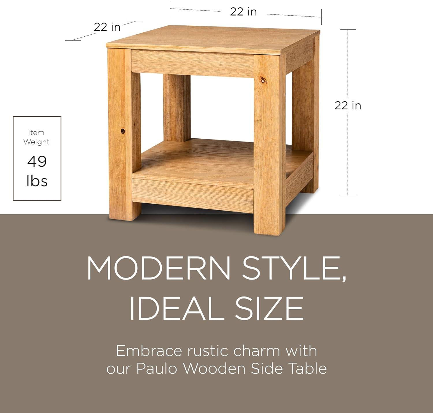 Paulo 22" Weathered Natural Wood Side Table