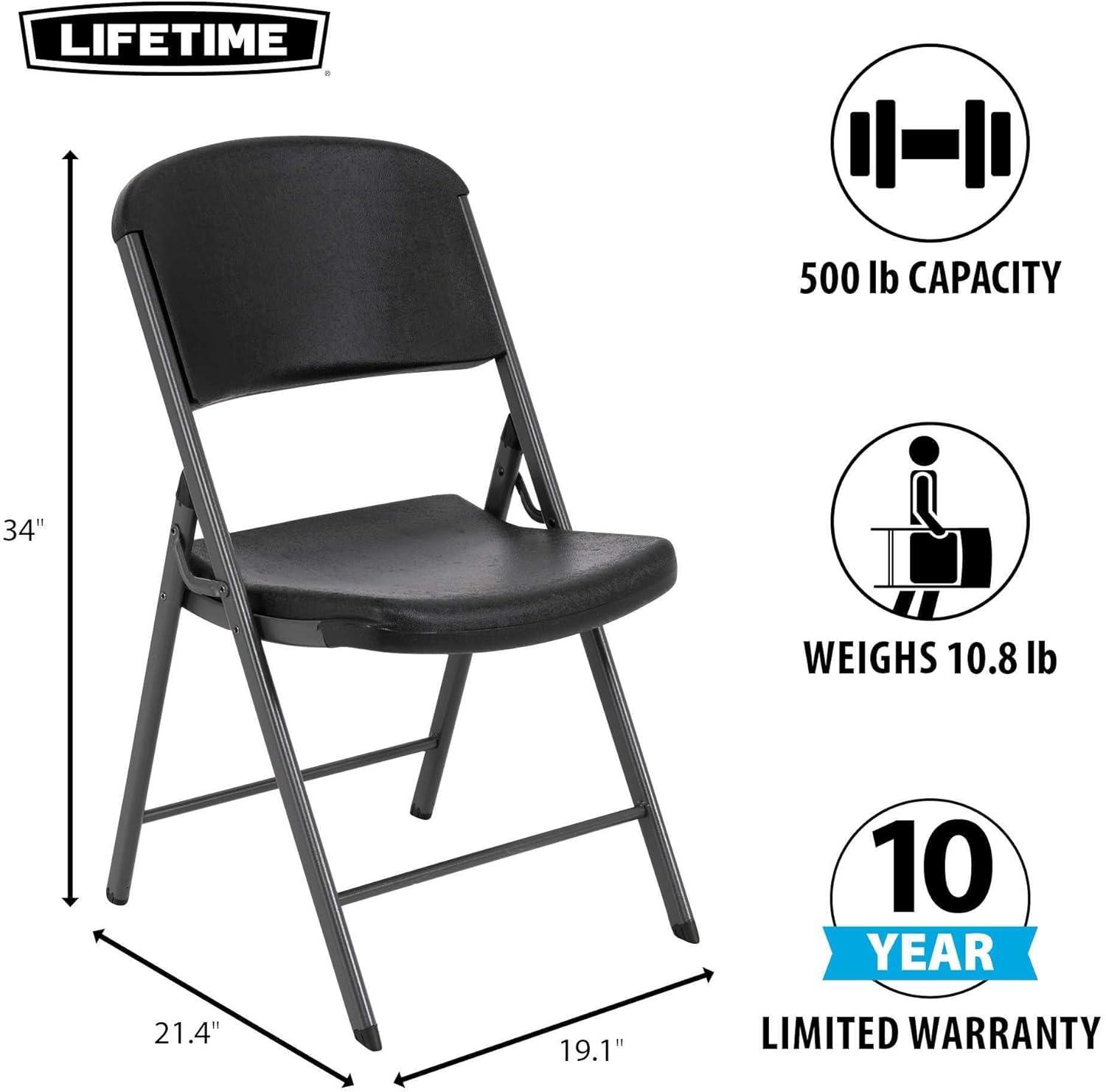 Lifetime Folding Chair, Indoor/Outdoor Commercial, Adult, Black, 4 Pack (80187)