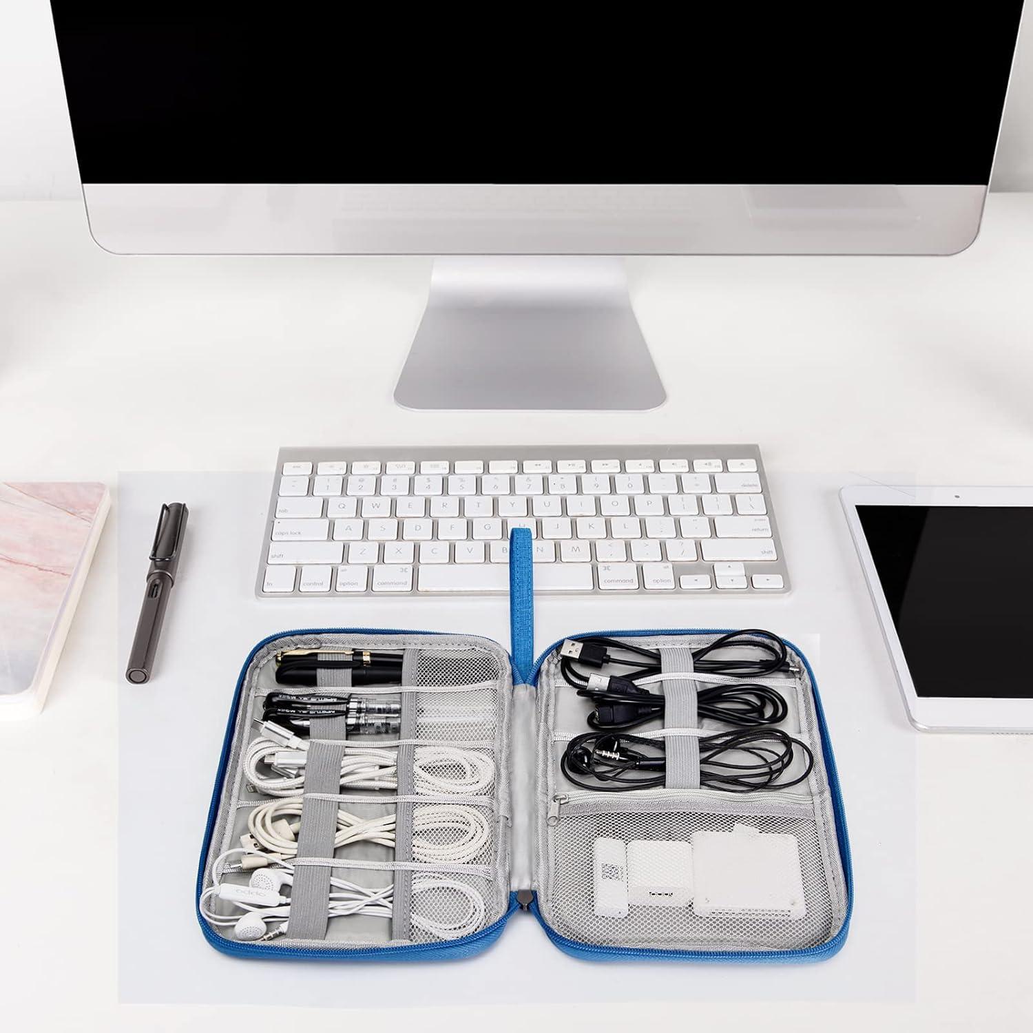 SELLYFELLY Travel Electronics Organizer Portable Cable Organizer Bag for Storage Electronic Accessories Case for Cord,Phone,Charger,Flash Drive (Sky Blue)