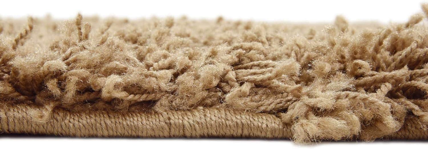 Sandy Brown Square Shag Rug with Easy Care