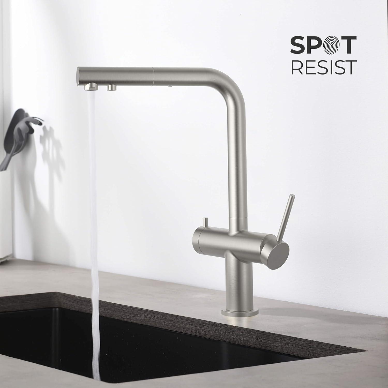 KIBI KFF502BN KIBI Circular 2-in-1 Single Hole Pull Out Kitchen Faucet