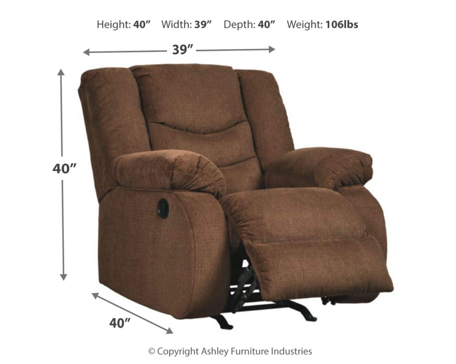 Chocolate Brown Traditional Metal Recliner with Plush Cushions