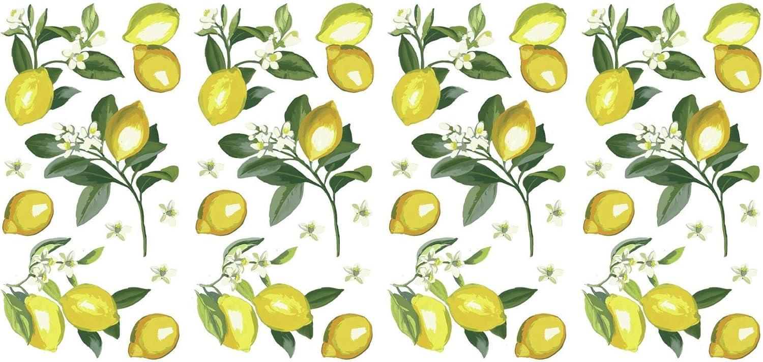 Lemon Peel and Stick Wall Decal Yellow/Green - RoomMates: Vinyl Self-Adhesive Modern Decor, 40pc