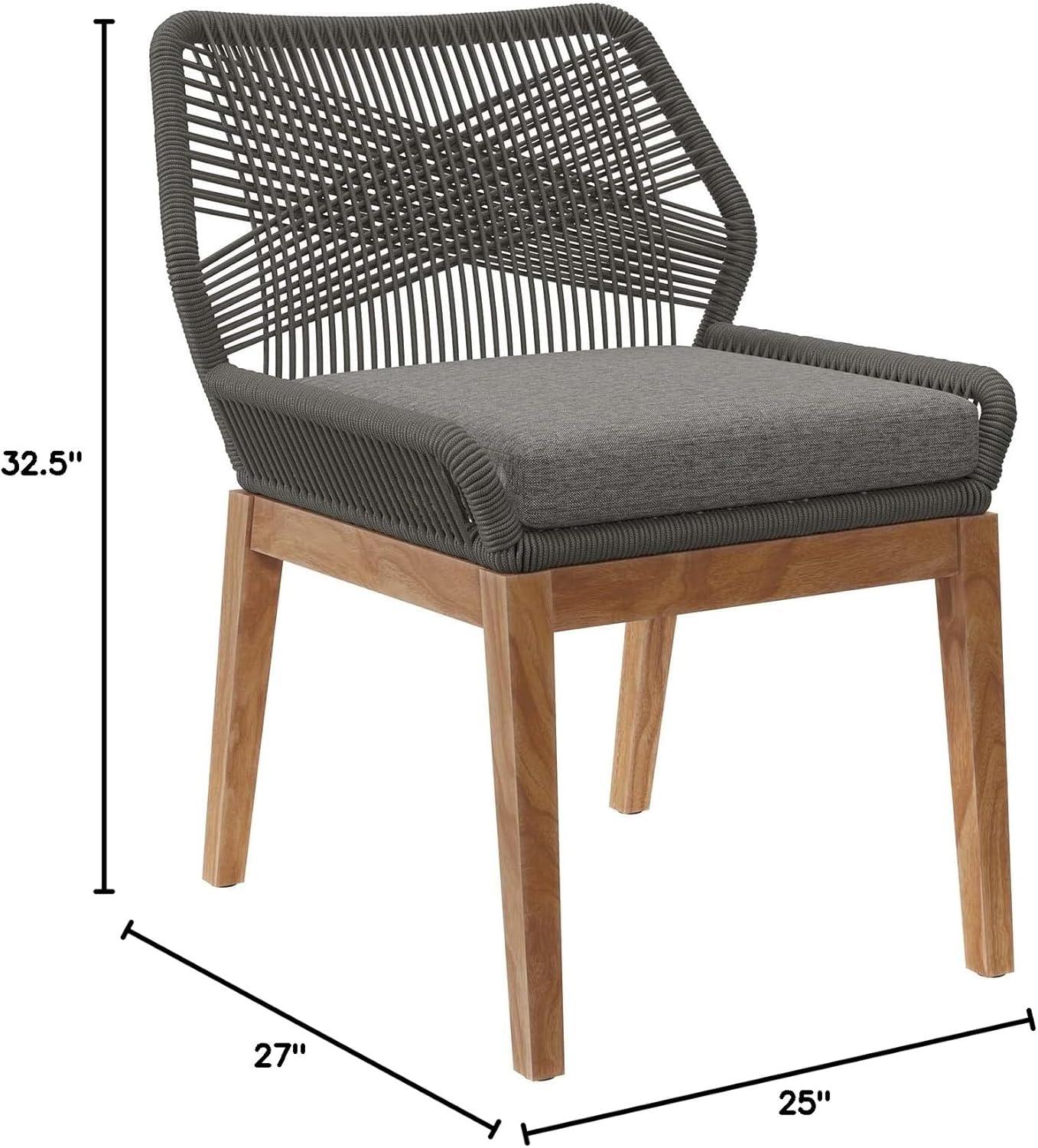 Gray Graphite Teak and Woven Rope Outdoor Dining Chair