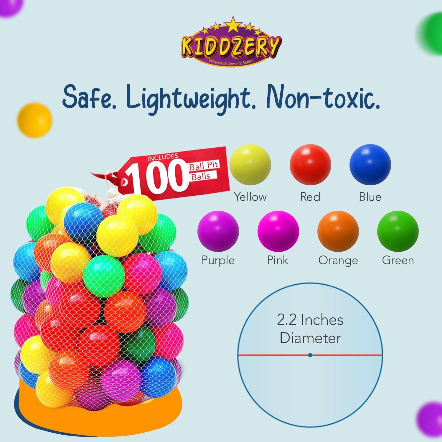 Kiddey Kids Ball Pit Play Tent - 100 Ball Pit Balls Included - Pops up No Assembly Required - Use as a Ball Pit or As an Indoor/Outdoor Play Tent, (Ball Pit with Balls)