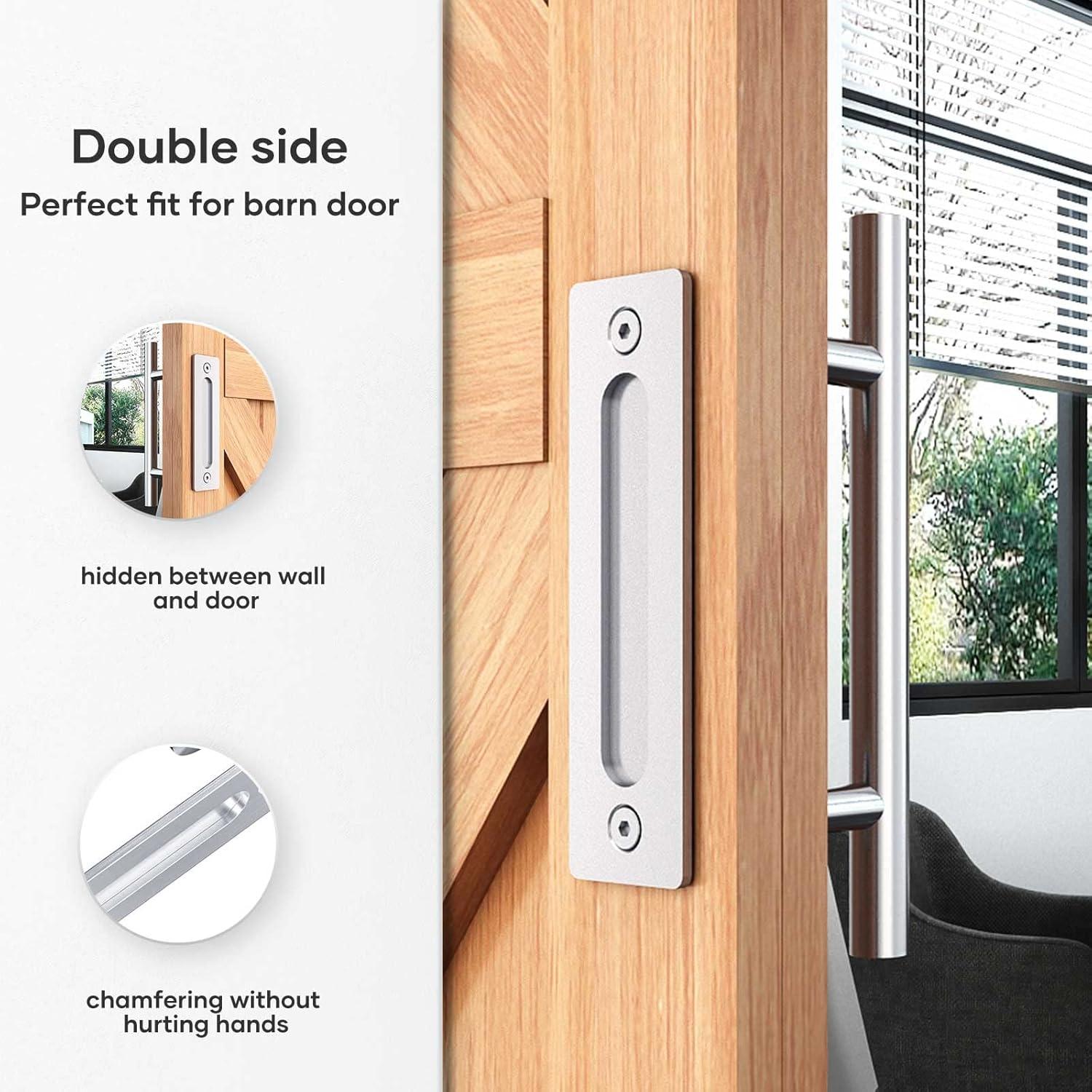 EaseLife 12'' Brushed Stainless Steel Sliding Barn Door Handle Set