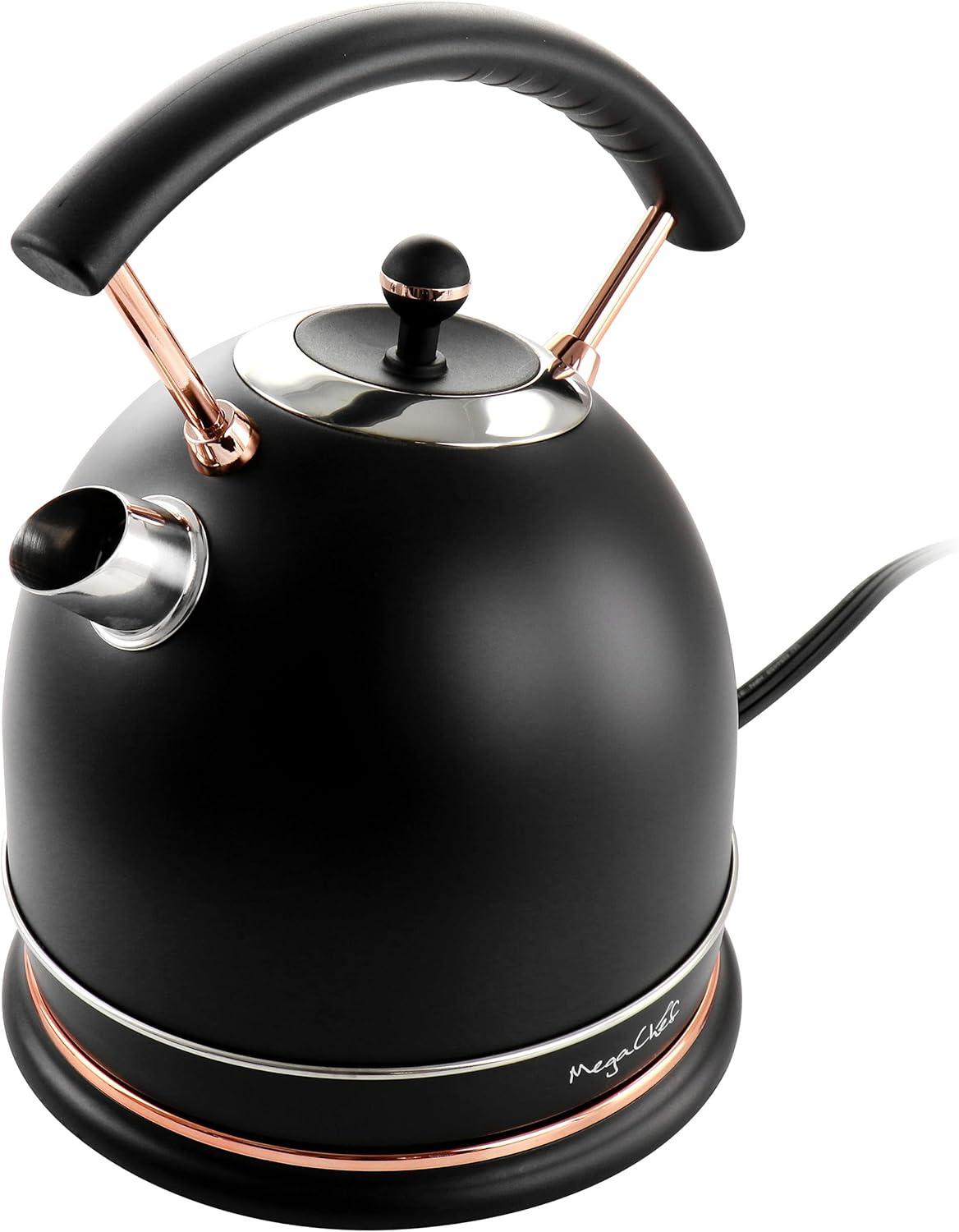 MegaChef 1.8 Liter Half Circle Electric Tea Kettle in Matte Black