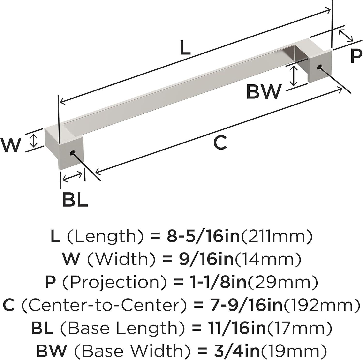 Amerock Appoint 7-9/16 inch (192mm) Center-to-Center Polished Nickel Cabinet Pull