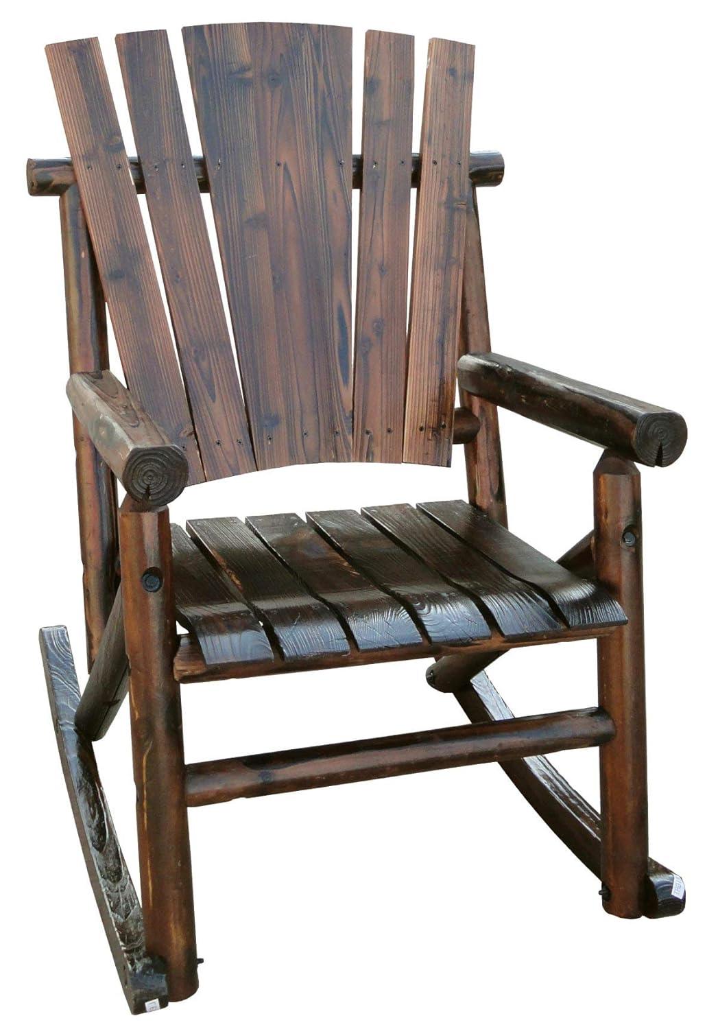 Leigh Country Char-Log Series TX 93859 Adult Wood Outdoor Rocking Chair, Brown