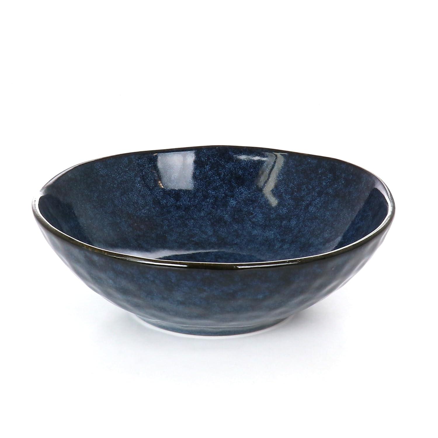 Elama Samara 12 Piece Stoneware Dinnerware Set in Blue