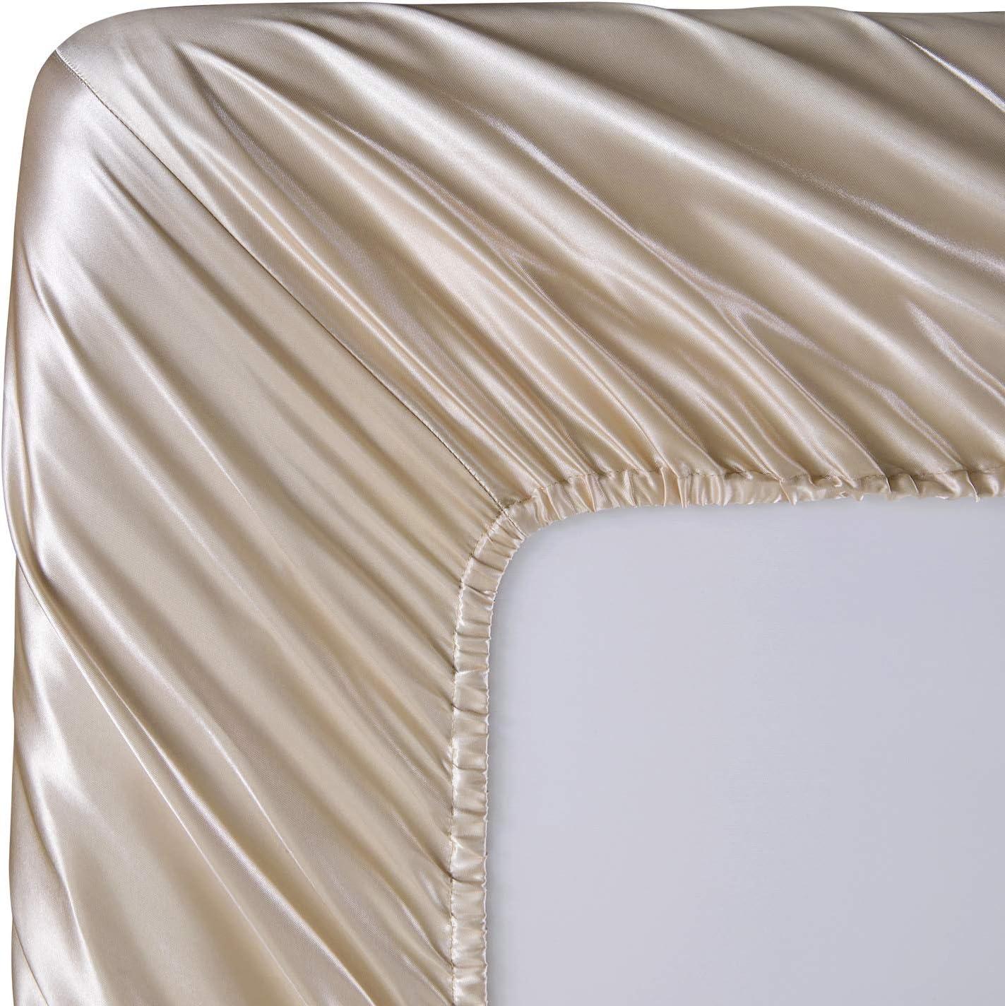 Beige Full Size Ultra Silky Soft Satin Sheet Set