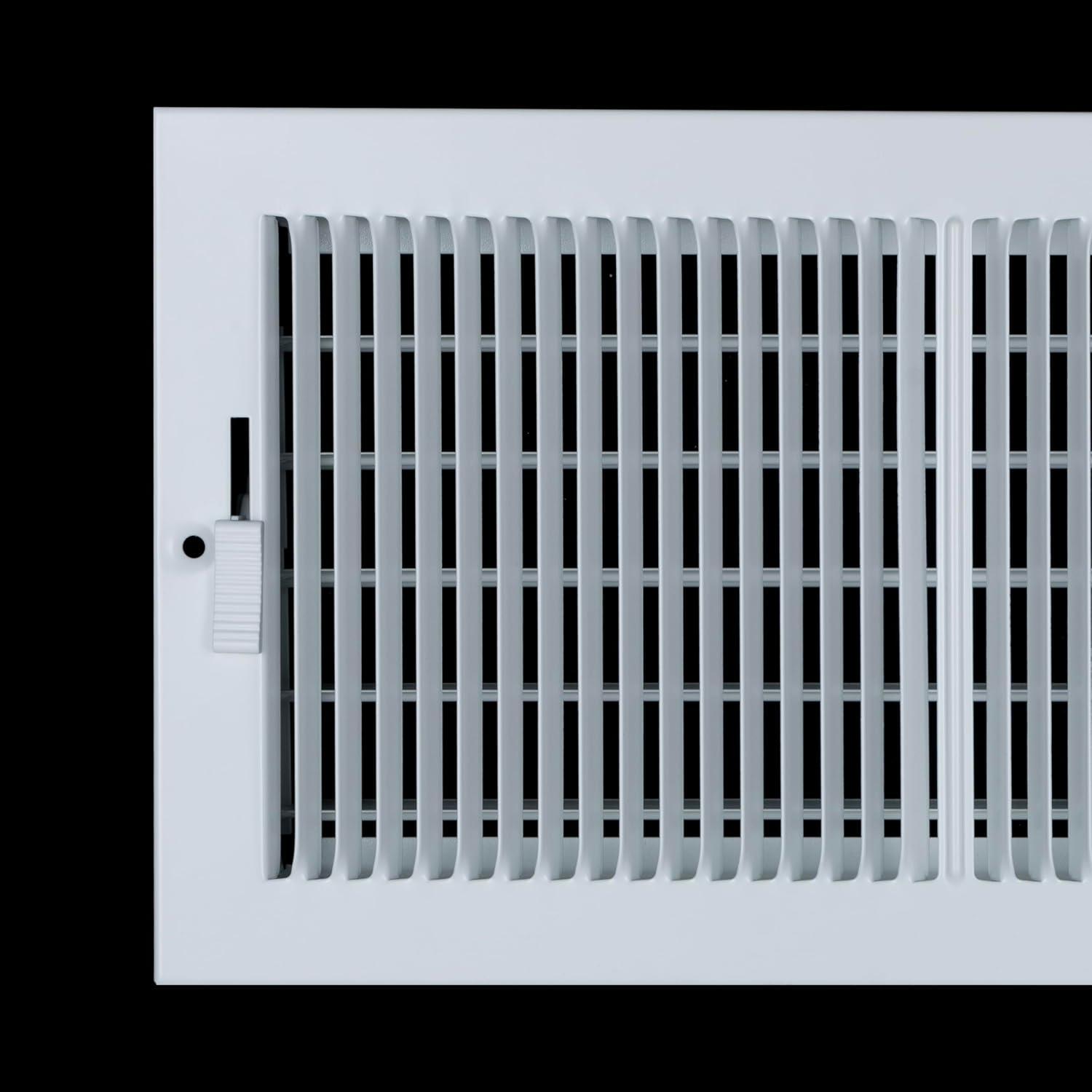 Fits 14x6 Duct Opening | Steel Baseboard Air Supply Grille with Multi-Shutter Damper | Air Register Vent Cover Grill | White | Outer Dimensions: 15-1/4" x 7-1/4"