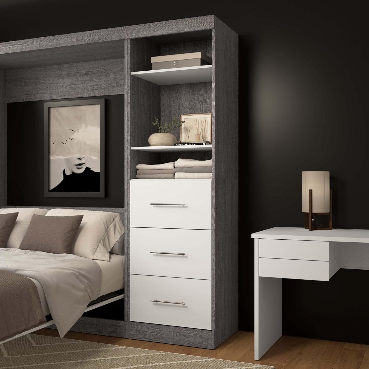 Bestar Nebula 25W Engineered Wood Storage Unit with 3 Drawer in Bark Gray