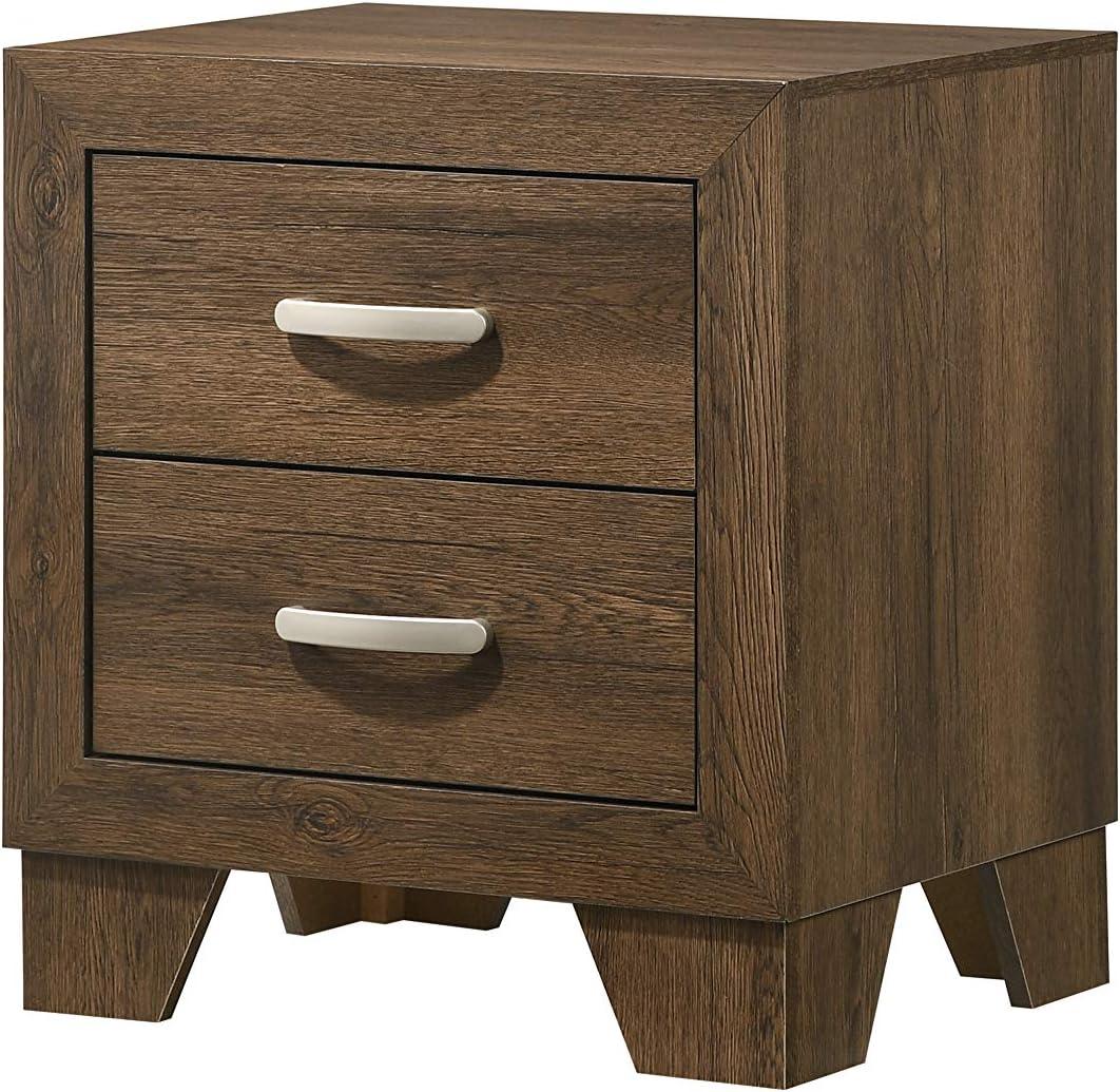 Miquell Oak 2-Drawer Wooden Nightstand