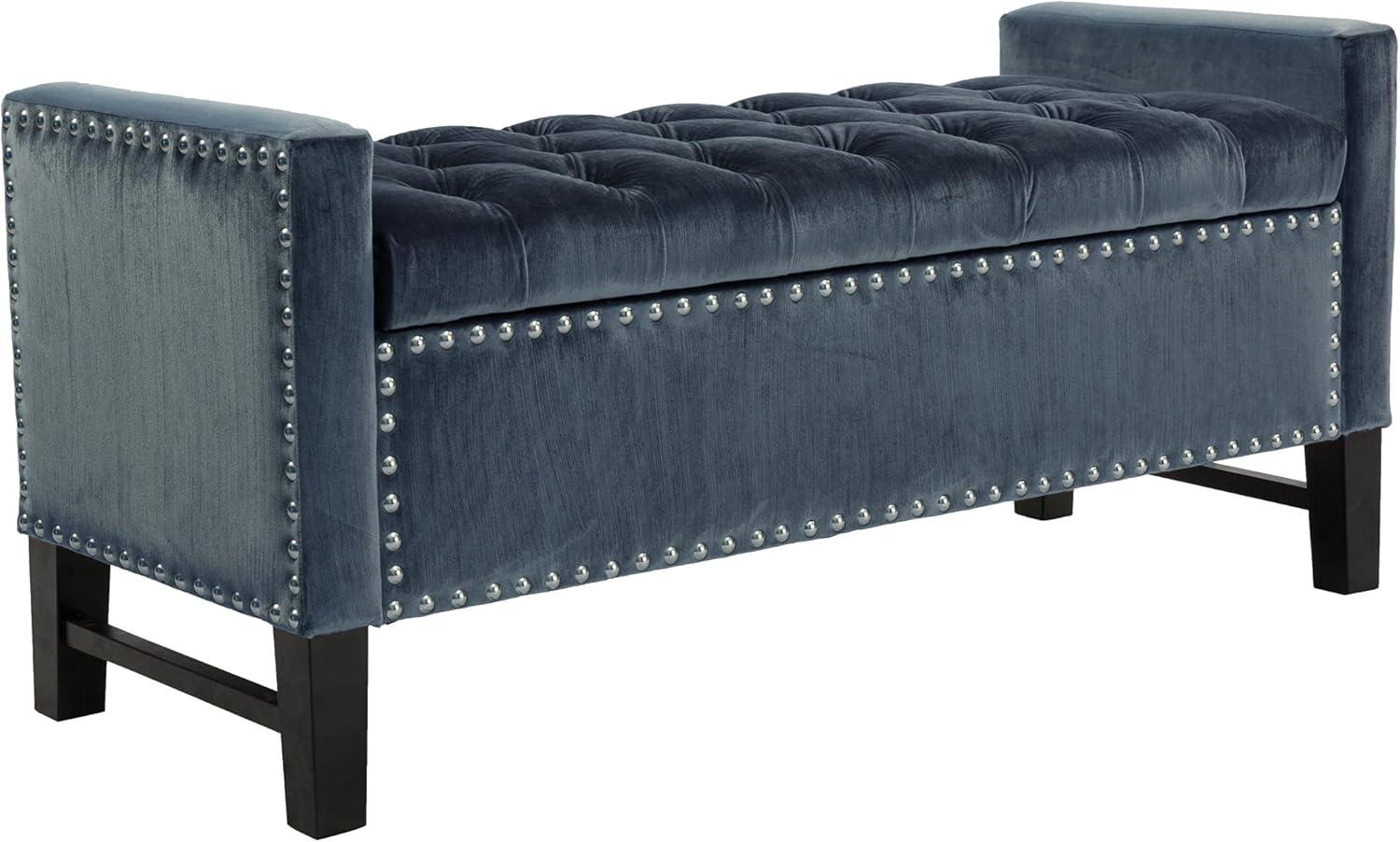 Iconic Home Velvet Storage Bench, Kurt