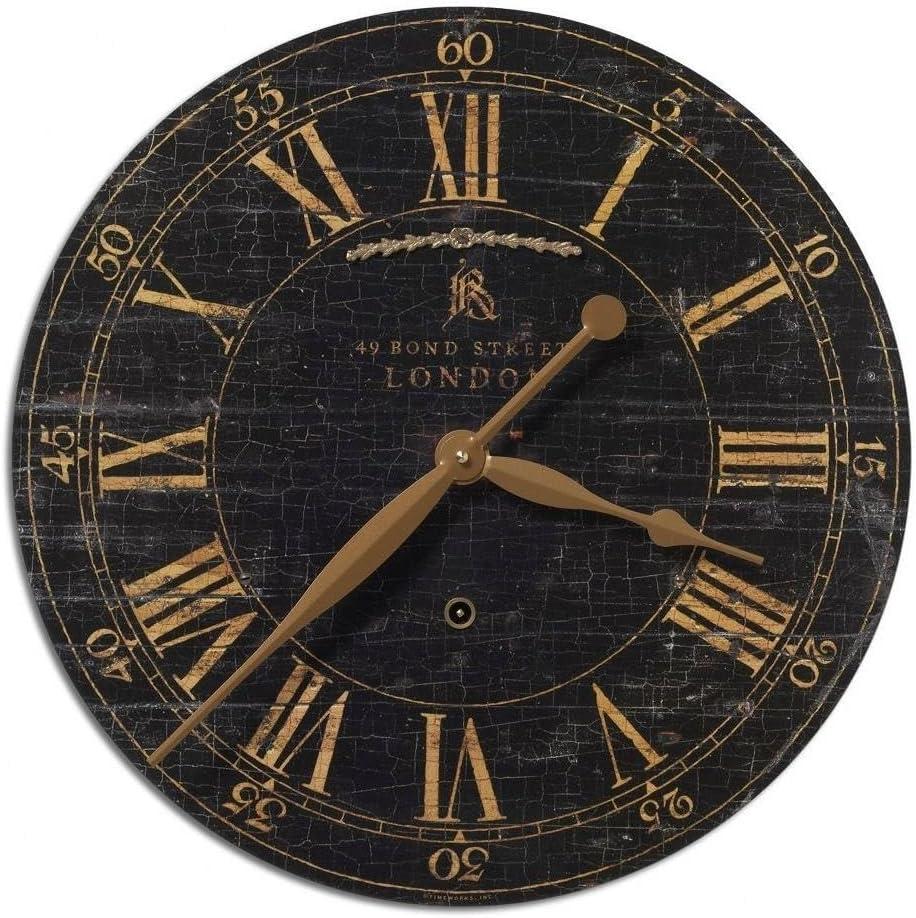 Uttermost Bond Street Black 18" Wide Round Wall Clock