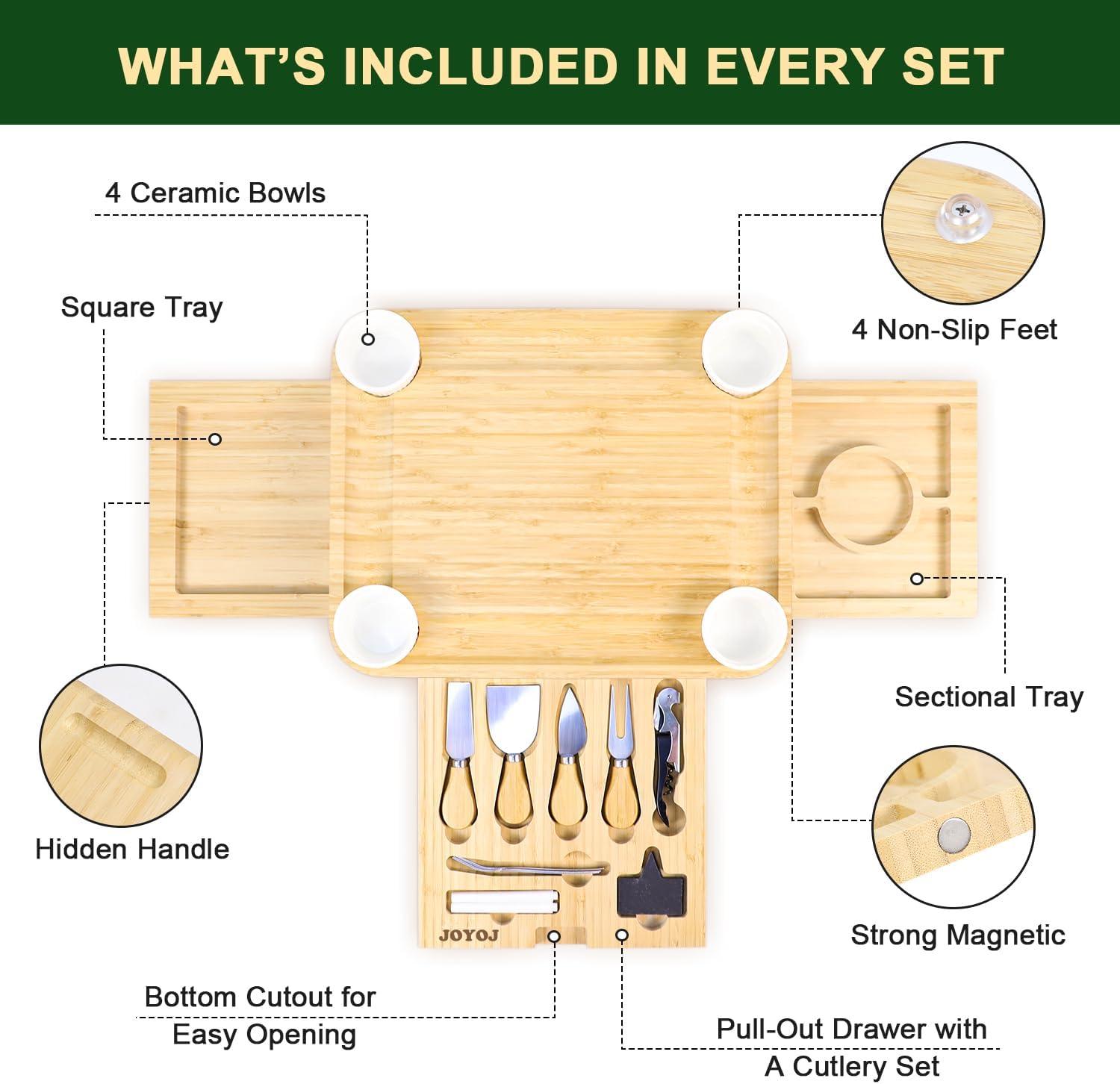 Large Bamboo Cheese Board Set; for Mom, House Warming Gifts, Wedding Gifts, Bridal Shower Gift, Thanksgiving Gifts