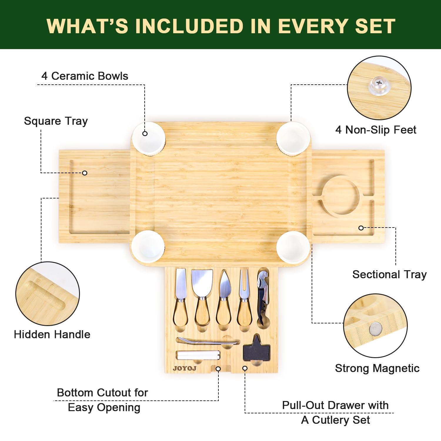 Large Bamboo Cheese Board Set; for Mom, House Warming Gifts, Wedding Gifts, Bridal Shower Gift, Thanksgiving Gifts