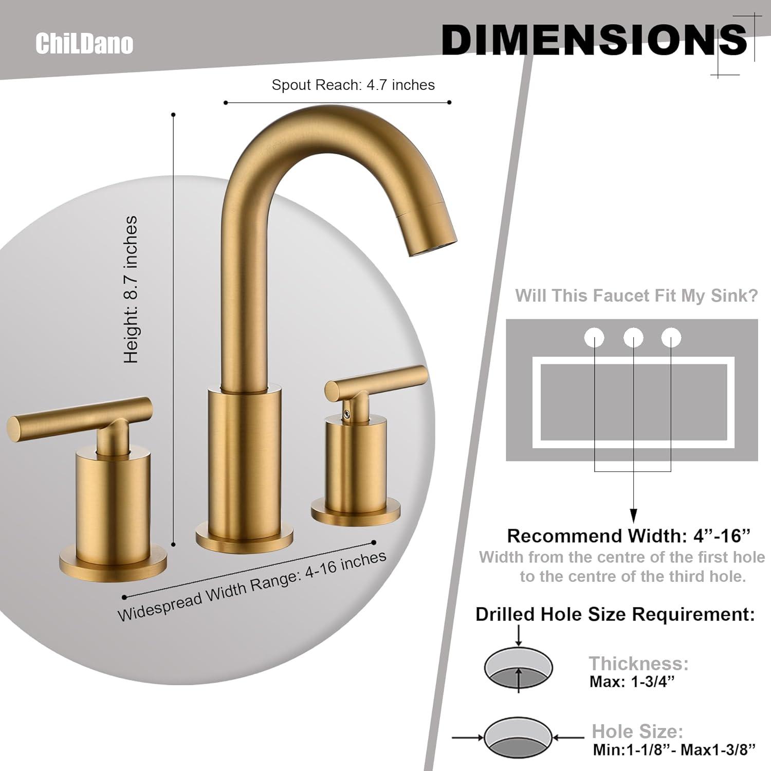 Brushed Nickel Stainless Steel 8-Inch Widespread Bathroom Faucet