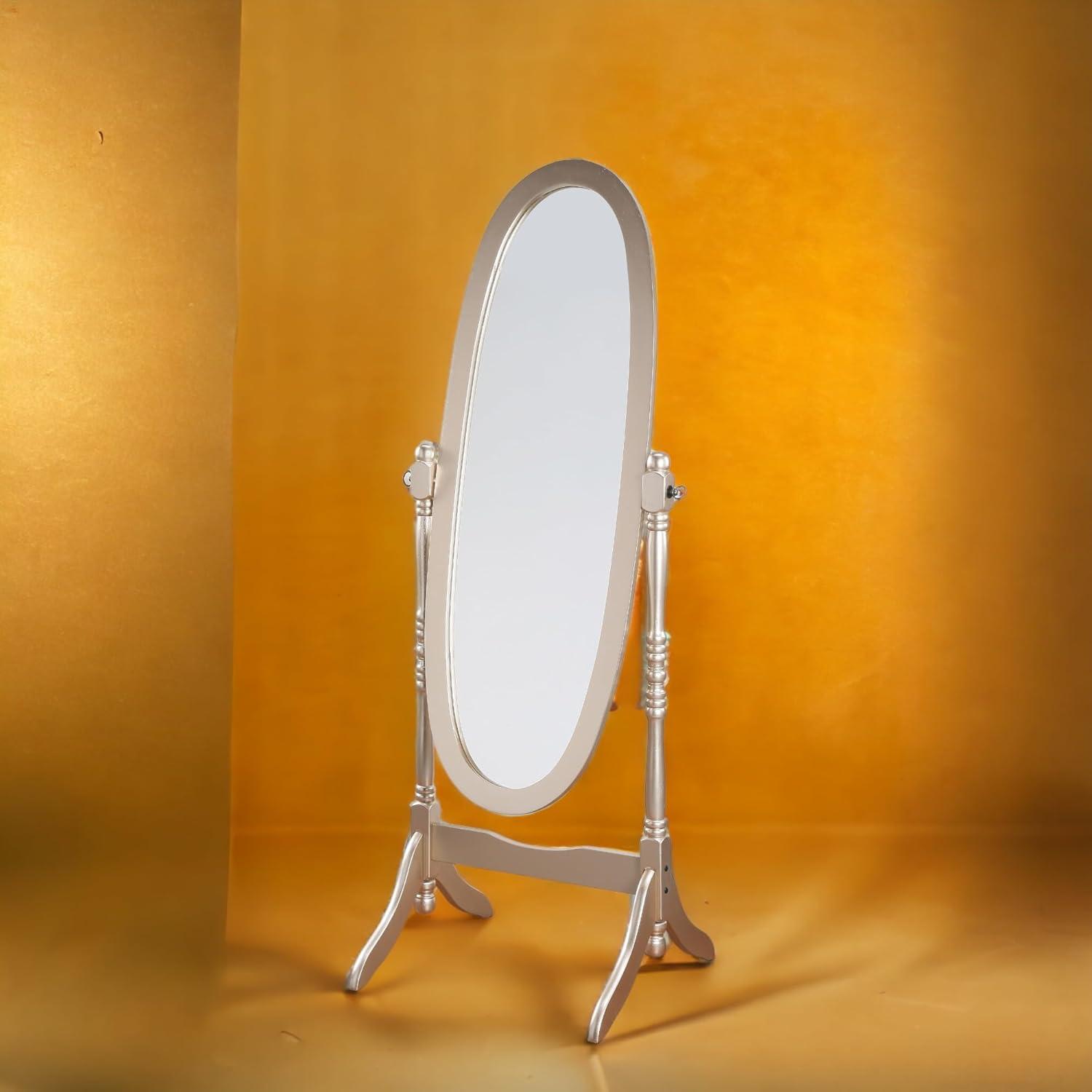 Roundhill Furniture Traditional Queen Anna Style Wood Floor Cheval Mirror Cherry