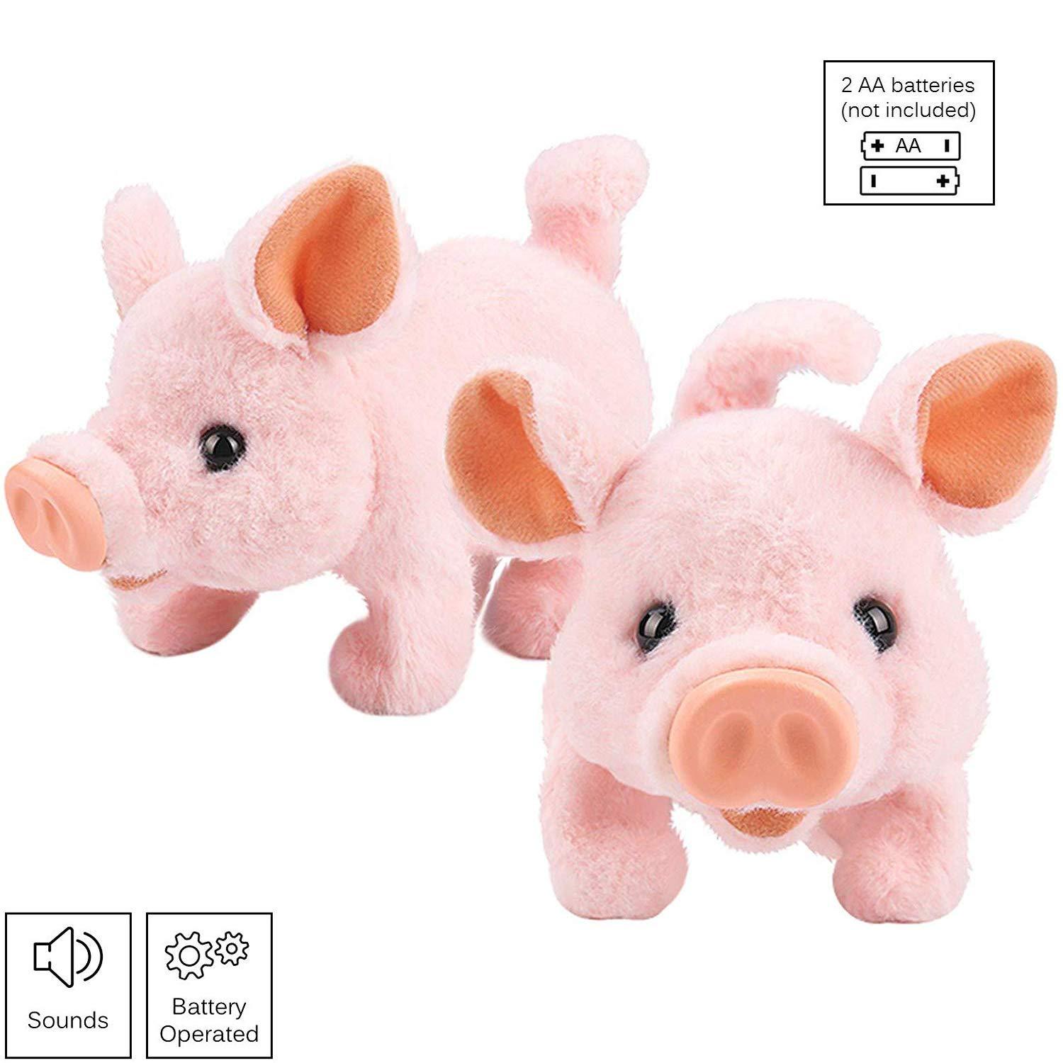 Liberty Imports My Pet Pig, Electronic Plush Piggy Toy Piglet That Walks, Wags Tail, Wiggles Nose, and Makes Oink Sounds for Kids, Boys, Girls