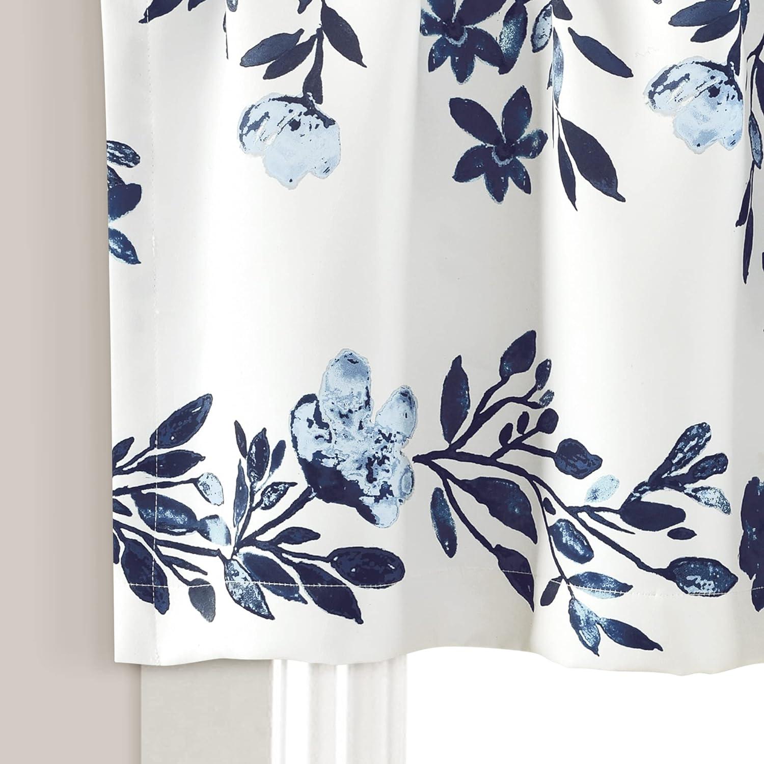 Tanisha Navy and White Floral Light Filtering Valance