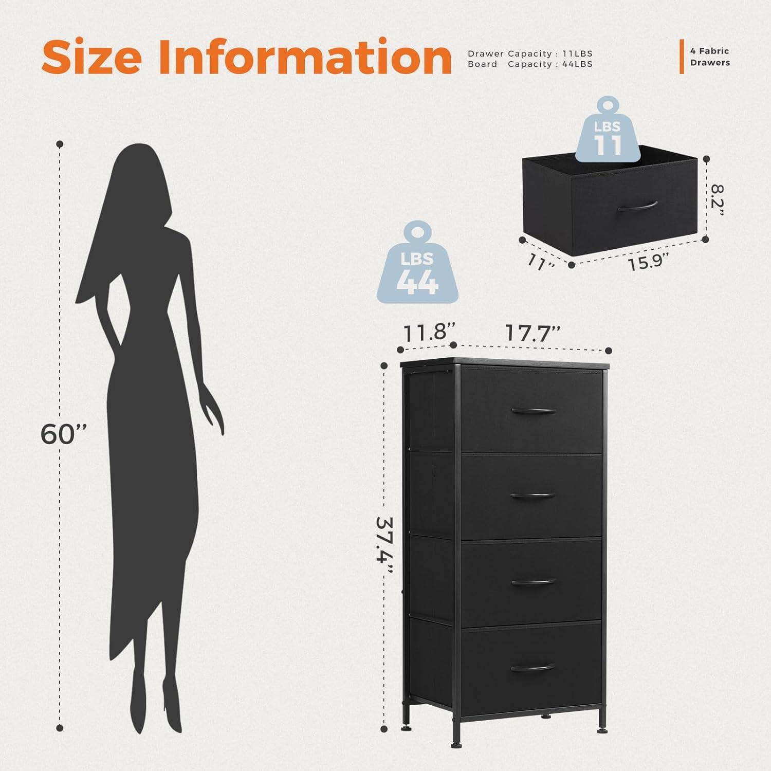 Dresser, Dresser for Bedroom Drawer Organizer Storage Drawers, Fabric Storage Tower with 8 Drawers, Chest of Drawers with Steel Frame, Wood Top for Nursery, Living Room, Closet