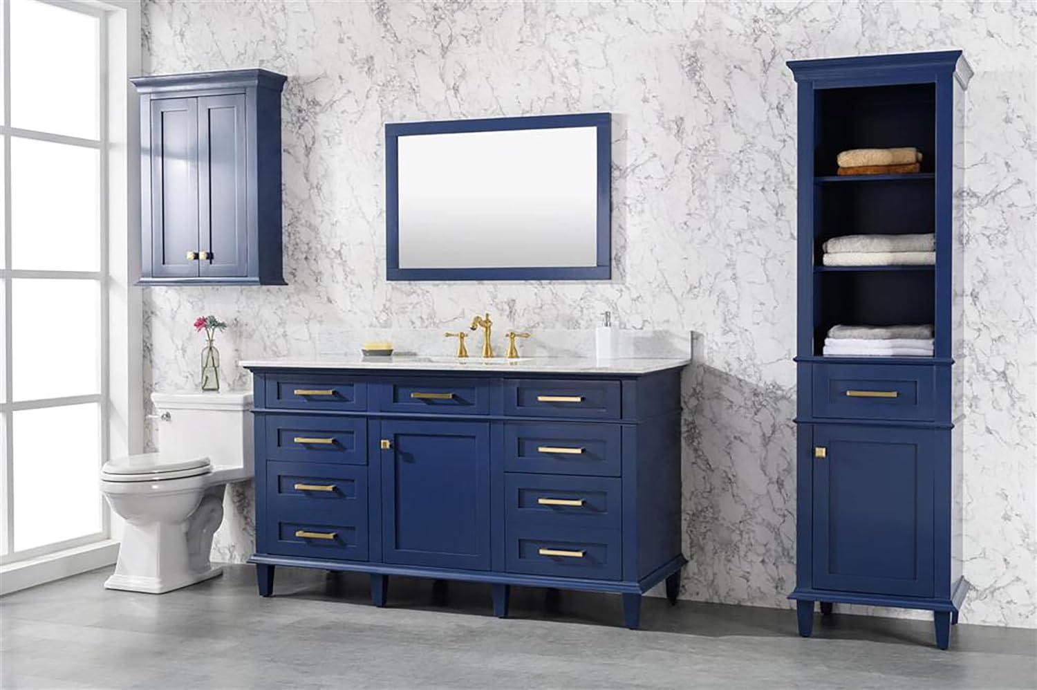 Legion Furniture 60" MDF/Veneer Wood Single Sink Vanity Cabinet in Blue