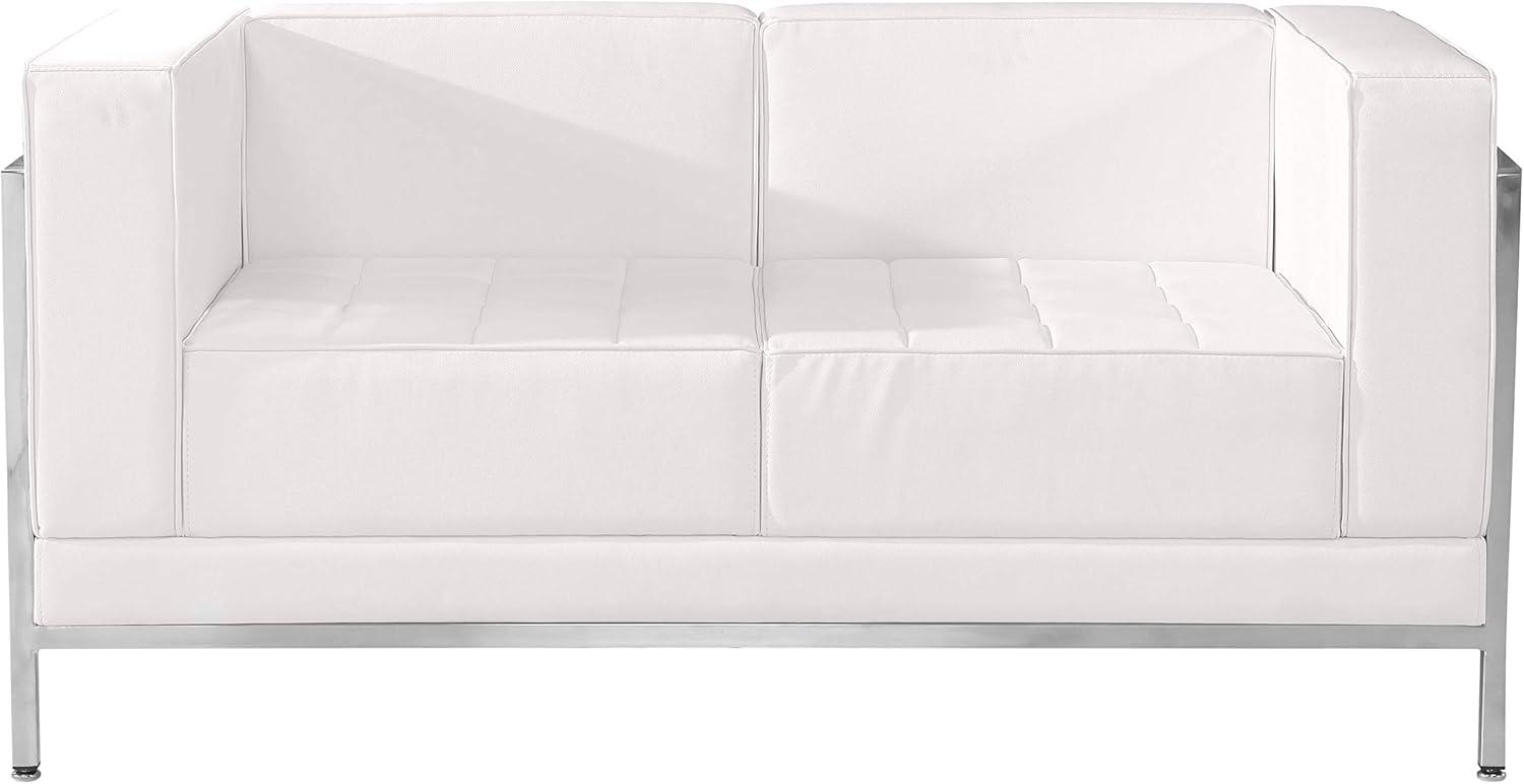 Flash Furniture Imagination Leather Reception Loveseat in White