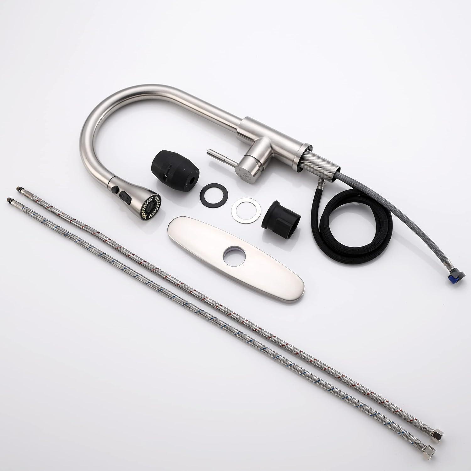 GAGALIFE Single Handle Pull Down Sprayer Kitchen Faucet High Arc Stainless Steel Faucet with 3-Function Sprayer JJL-CL-PT-SDP-C