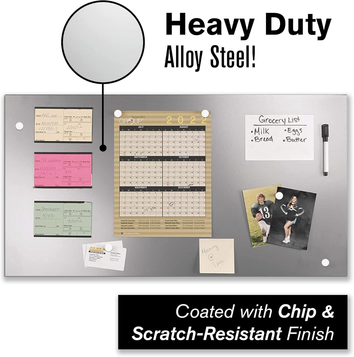 STEELMASTER 270163050 14" x 30" Magnetic Note Board, Silver