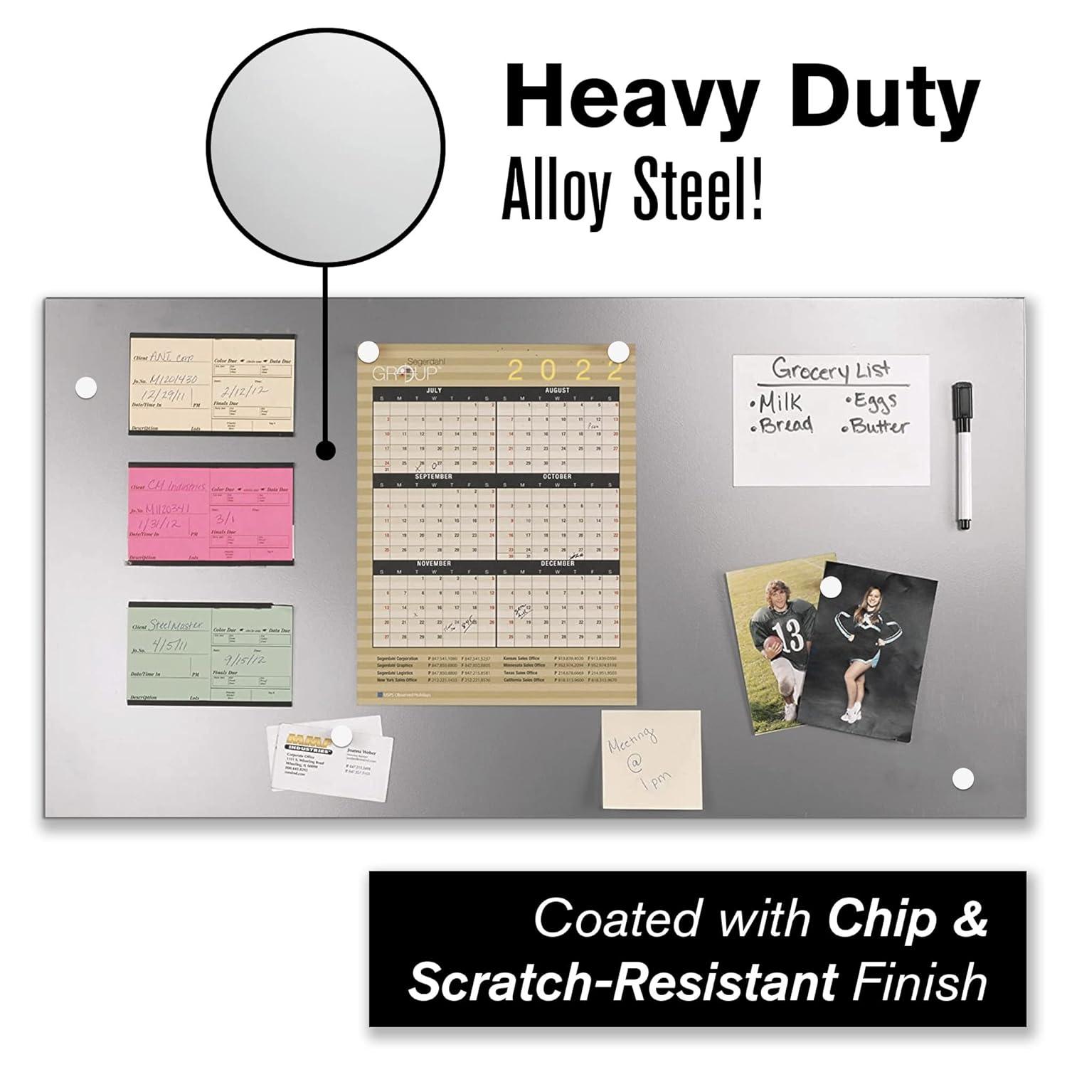 STEELMASTER 270163050 14" x 30" Magnetic Note Board, Silver