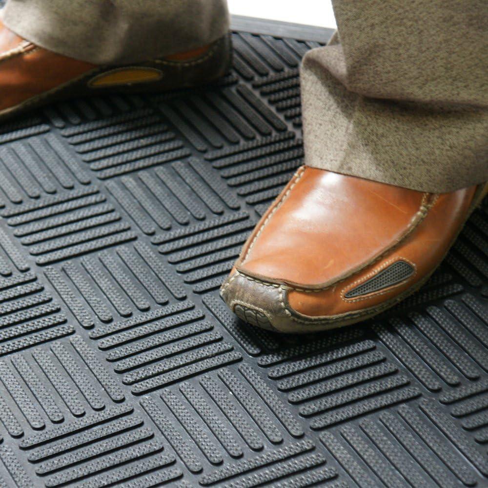 Rubber-Cal "Dura-Scraper Checkered" Entrance Mat - Black