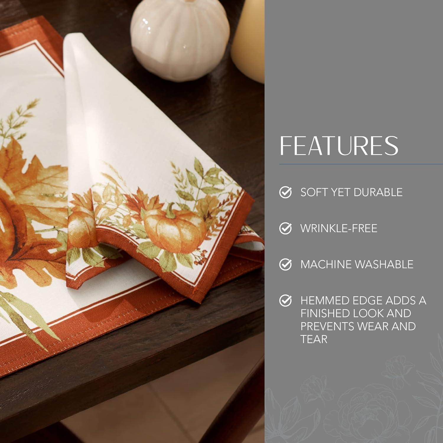 Autumn Pumpkin Grove Fall Napkin, Set of 4 - Orange/Rust - 17x17 - Elrene Home Fashions