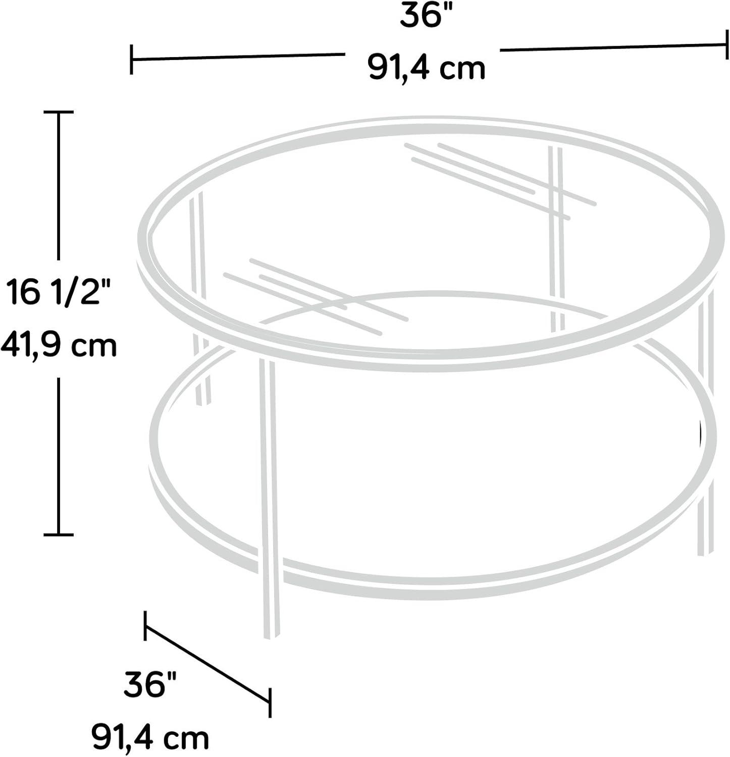 Kingfisher Lane Round Glass Coffee Table in Satin Gold