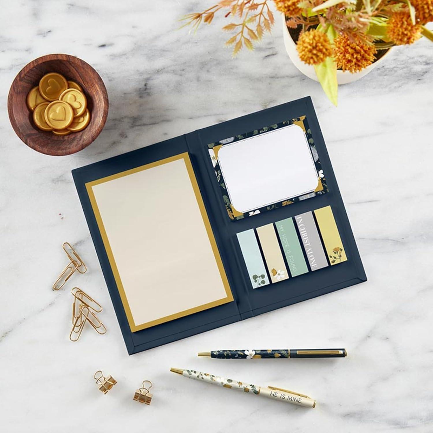 Faithworks Christian Gifts-Sticky Note Set with 7 Inspirational Self Adhesive Notepads in Notebook, in Christ Alone