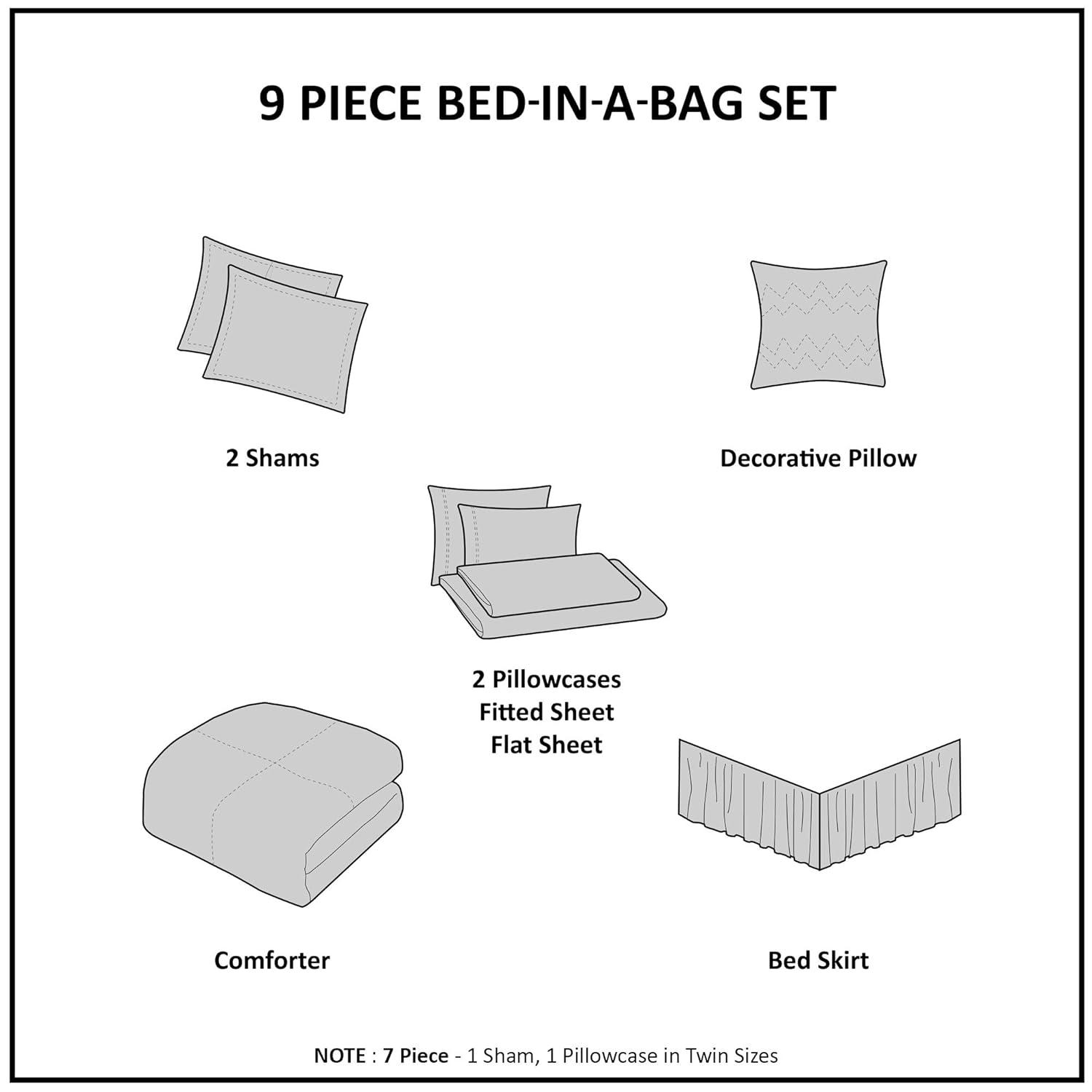 Madison Park Essentials Saben Striped Comforter Set with Cotton Bed Sheets