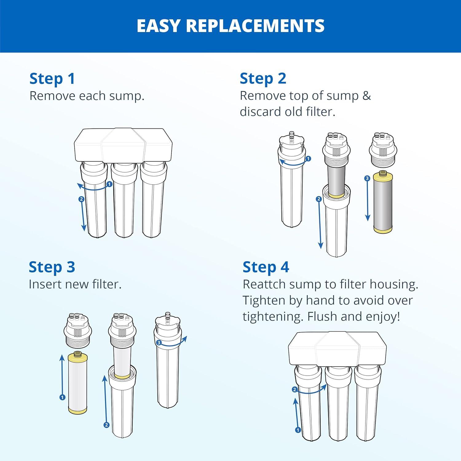 Aquasana 3-Stage Max Flow Under Sink Water Filter System with Chrome Faucet